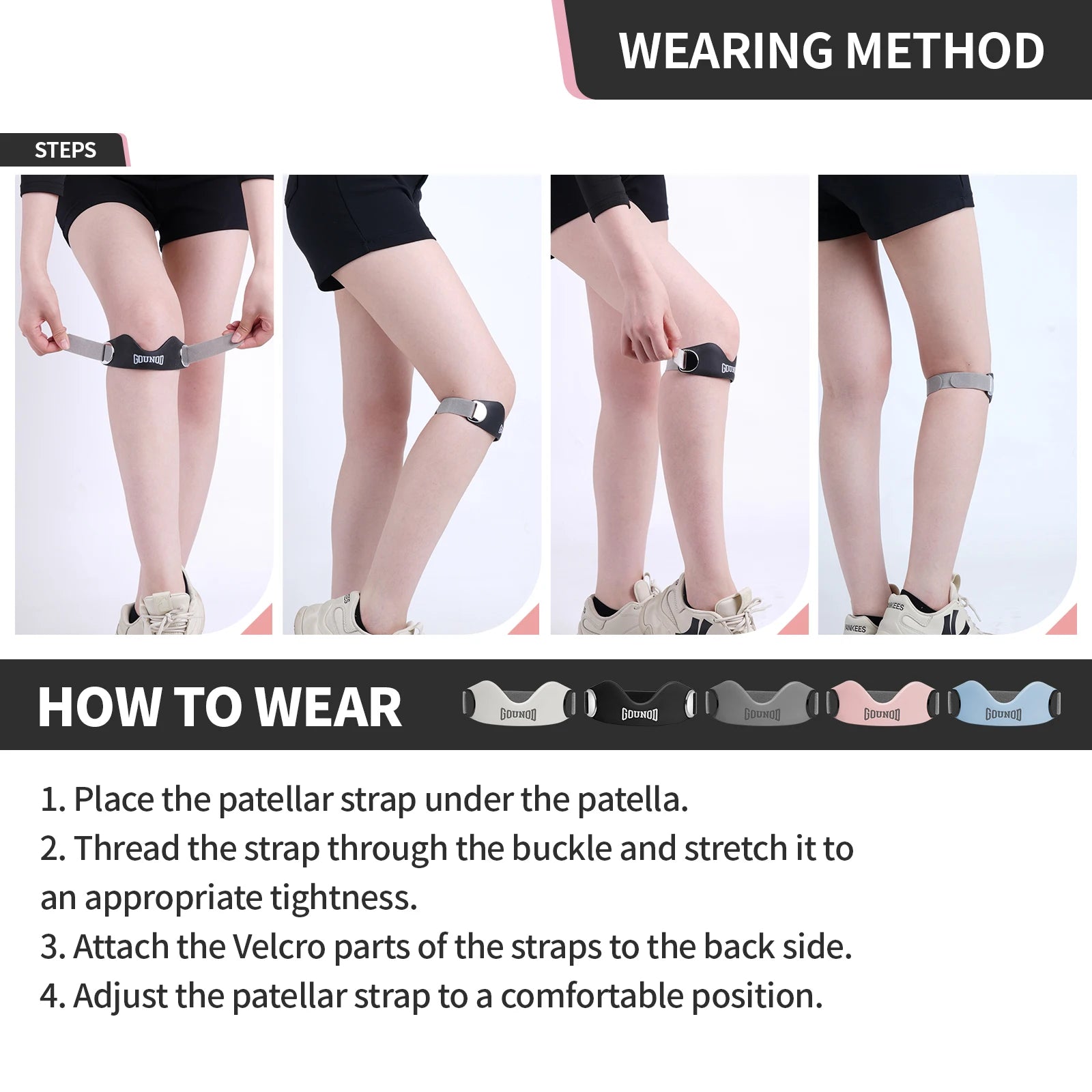 Silicone Patellar Tendon Support Strap for Knee Pain Relief Non-slip Adjustable