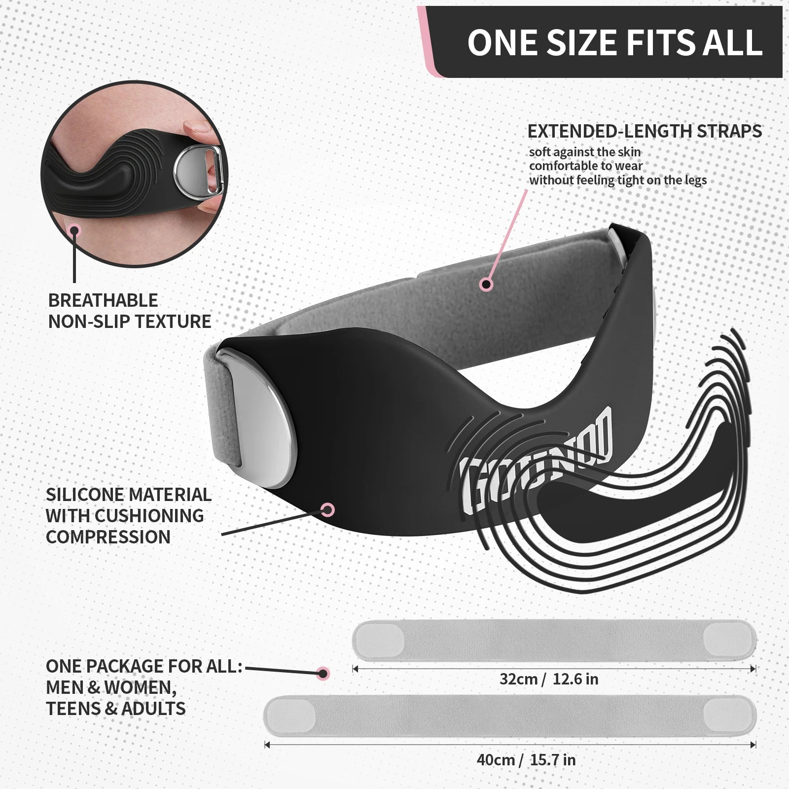 Silicone Patellar Tendon Support Strap for Knee Pain Relief Non-slip Adjustable