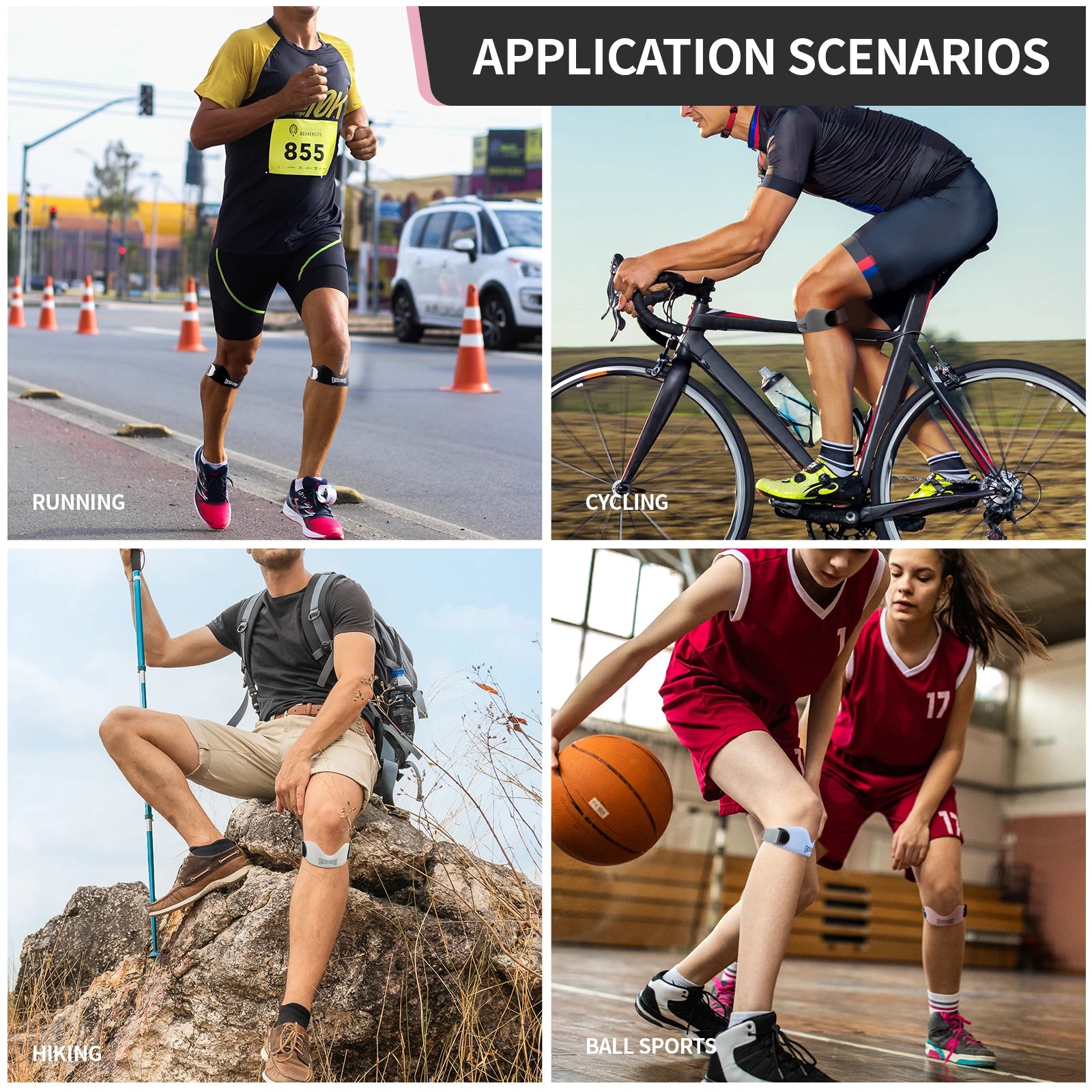 Silicone Patellar Tendon Support Strap for Knee Pain Relief Non-slip Adjustable