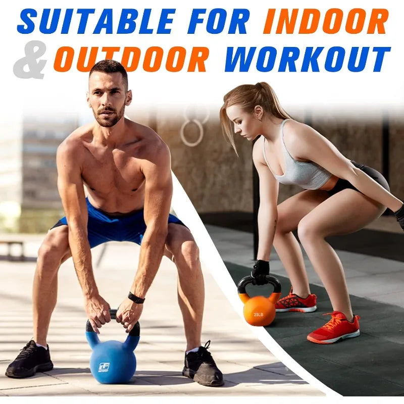 RitFit Neoprene Coated Solid Cast Iron Kettlebell 5 10 15 20 25 30 35 40 45 50 LB