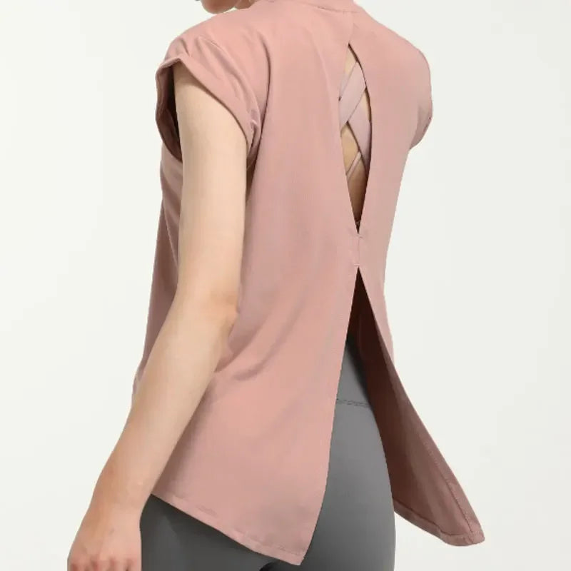 Sport T-shirt Fashion Yoga Keyhole Back