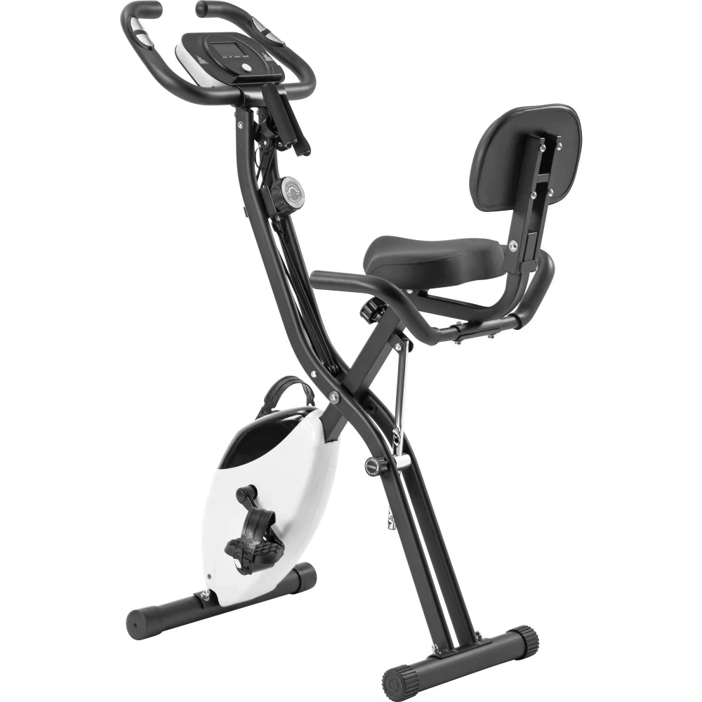Folding Exercise Bike - Upright and Recumbent X-Bike with 16-Level Adjustable Resistance