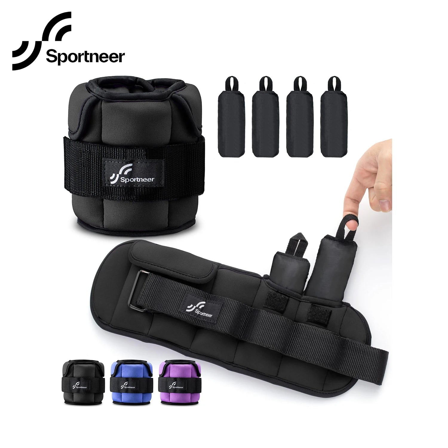 Sportneer Adjustable Wrist and Ankle Weights for Women and Men 1 Pair