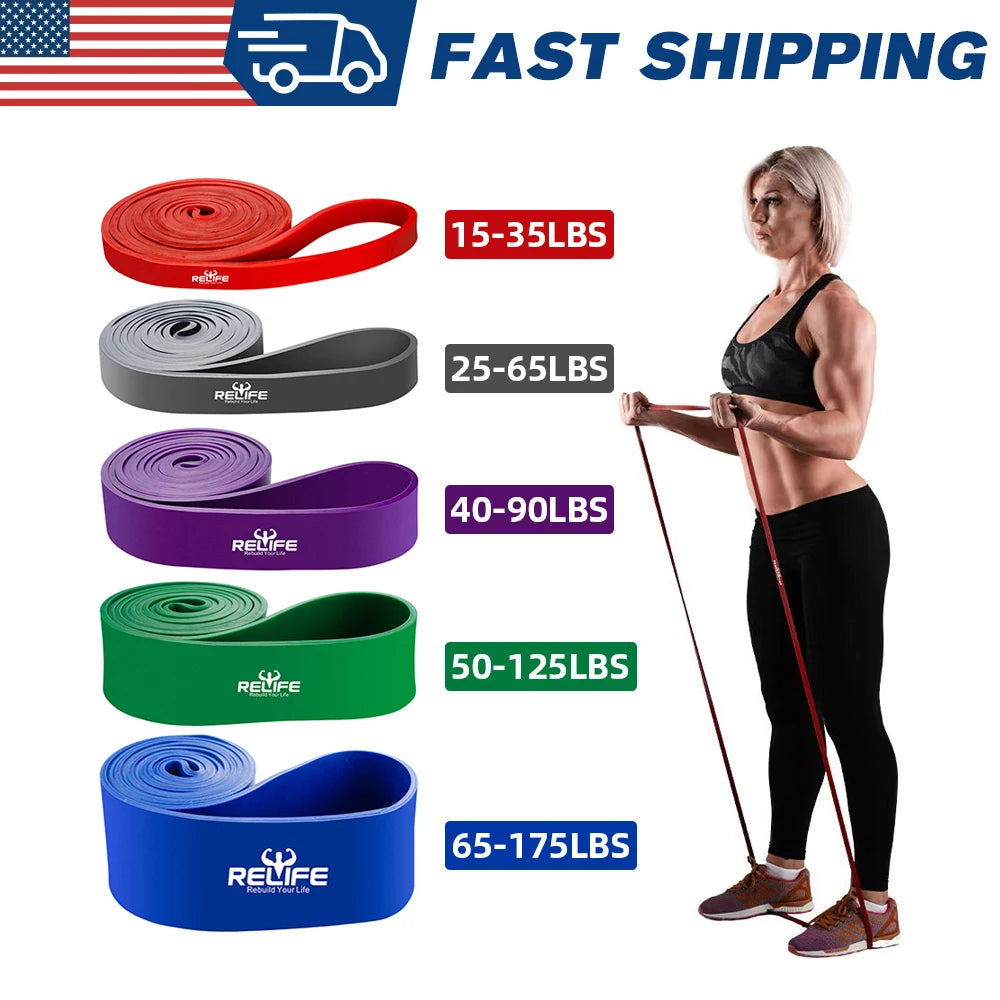 Resistance Bands Set of 5 Pull Up Assist Bands for Full Body Workout Strength Training Stretching Powerlifting