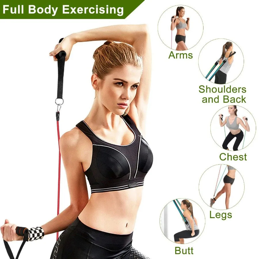 11Pc Set Resistance Tube Bands Up to 100lbs