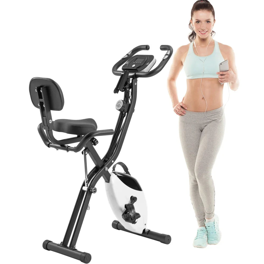 Folding Exercise Bike - Upright and Recumbent X-Bike with 16-Level Adjustable Resistance