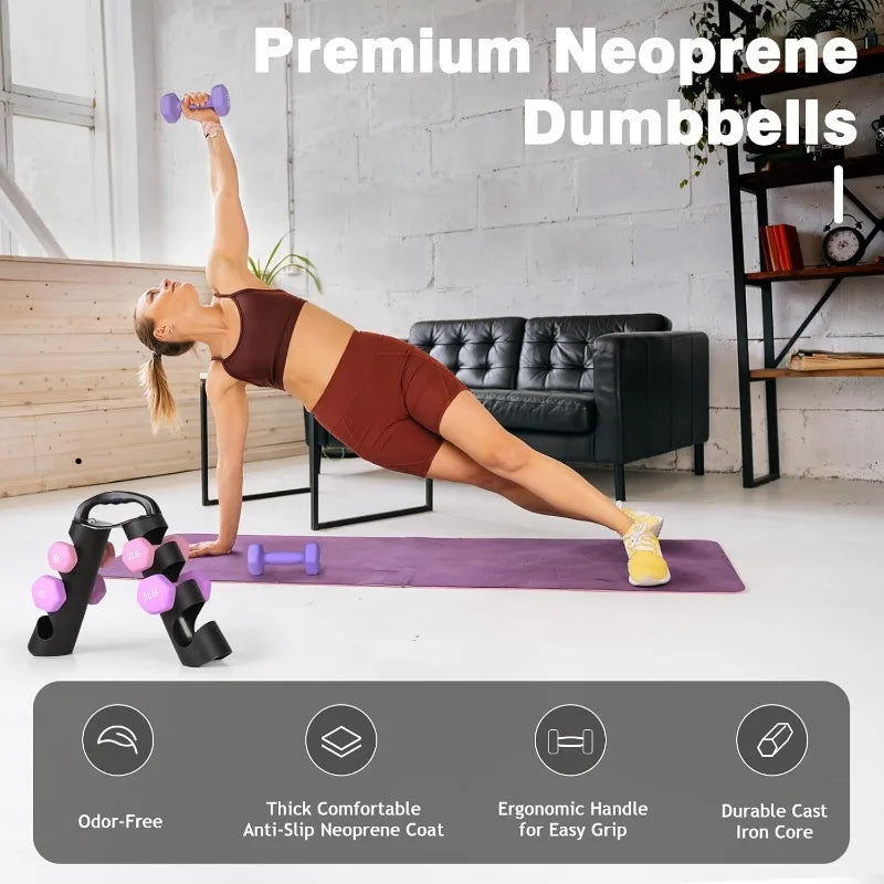 LIONSCOOL Set of 2 Neoprene Coated Dumbbell Hand Weights