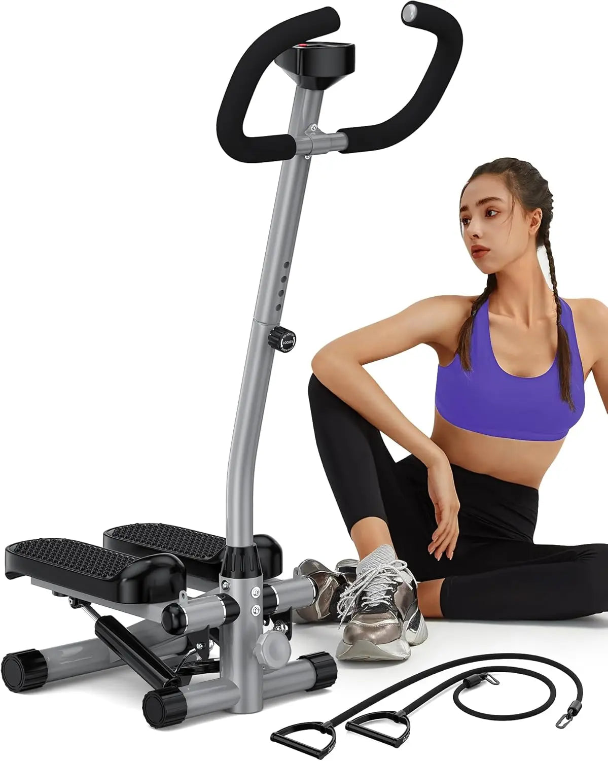 Mini Stepper with Handlebar and Resistance Band