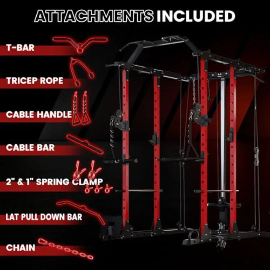 MultiFunction 1500LBS Cable Pulley System Home Gym Strength Training Machine