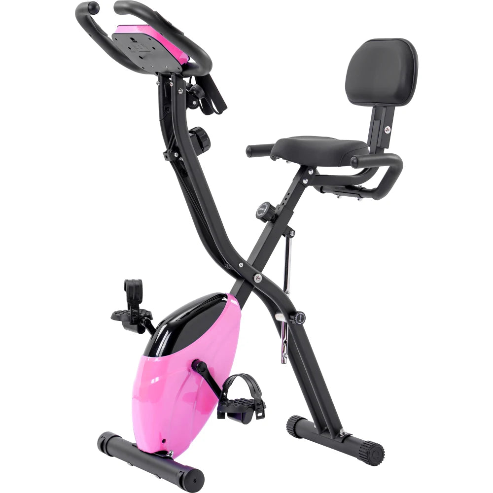 Folding Exercise Bike - Upright and Recumbent X-Bike with 16-Level Adjustable Resistance
