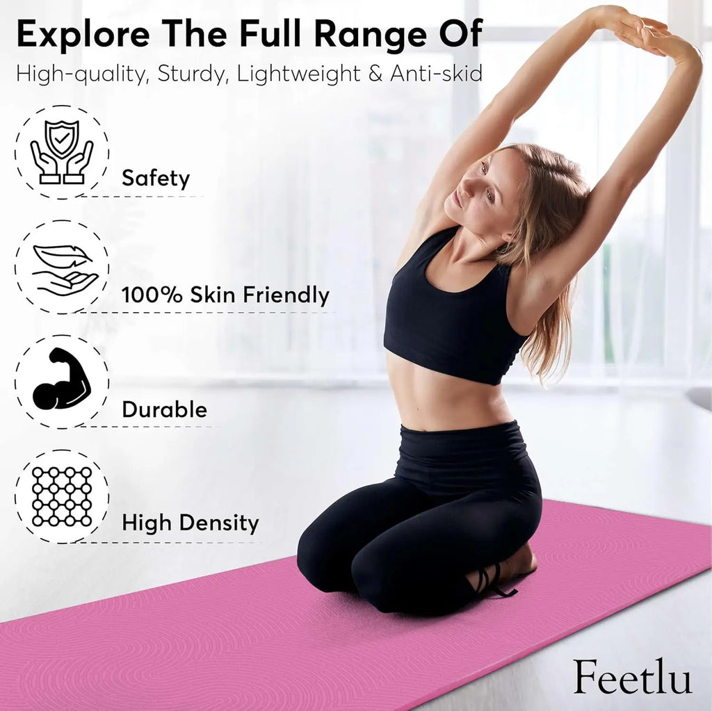 Extra Thick 12mm Exercise Mat – Non-Slip, Joint-Friendly & Cushioned Fitness Mat for Yoga, Pilates & Floor Workouts – Durable, S