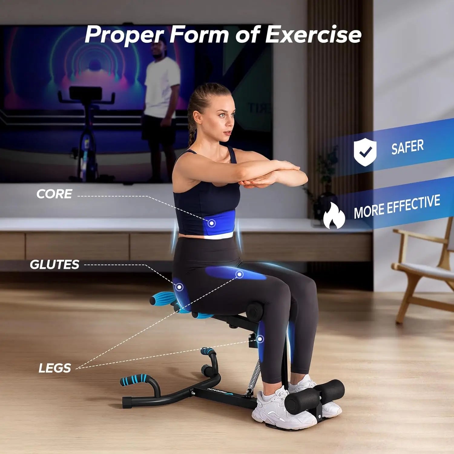Deep Squat Machine for Women, Adjustable Glutes Trainer Machine, Core Leg Push Up Workout Machine for Home Gym