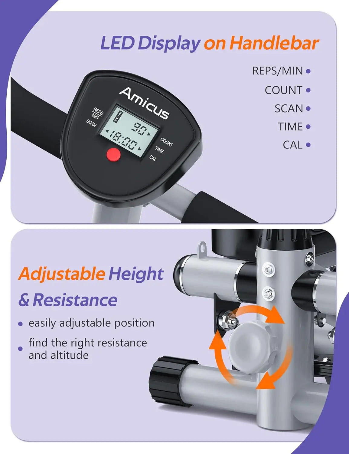 Mini Stepper with Handlebar and Resistance Band