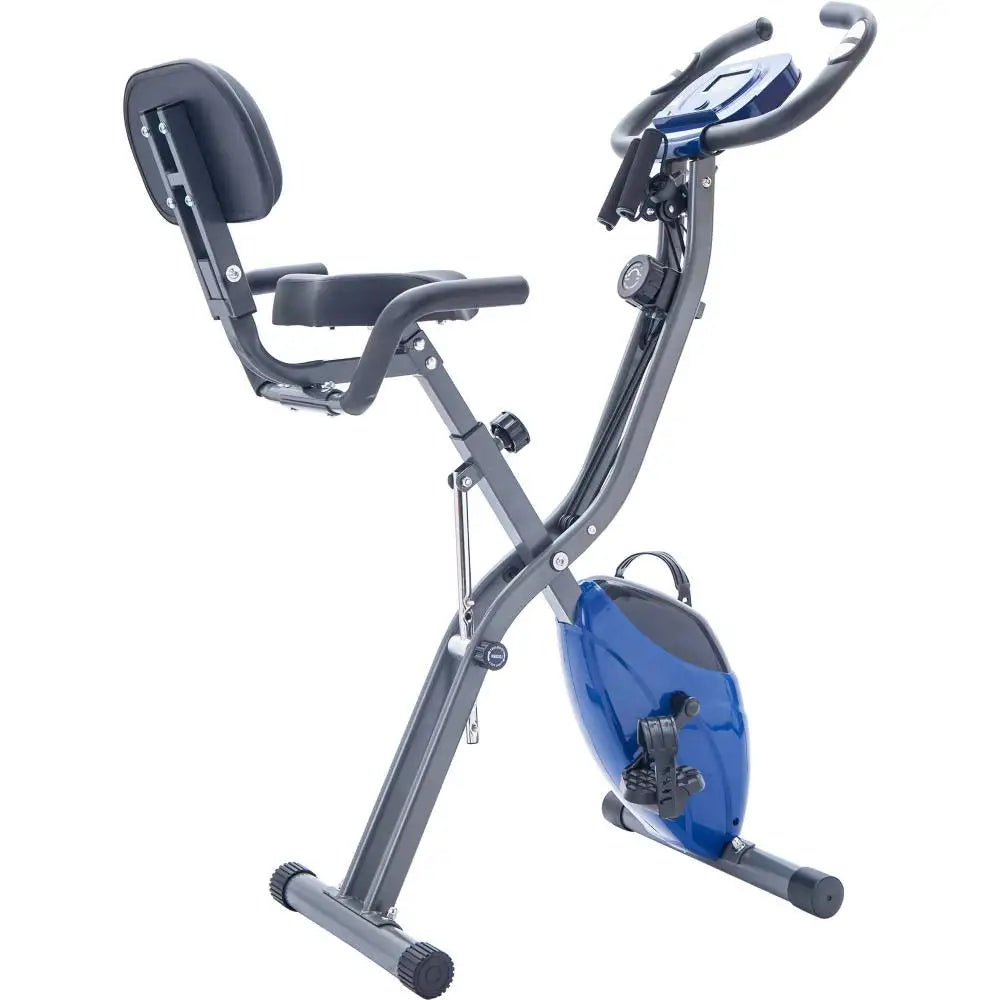 Folding Exercise Bike - Upright and Recumbent X-Bike with 16-Level Adjustable Resistance