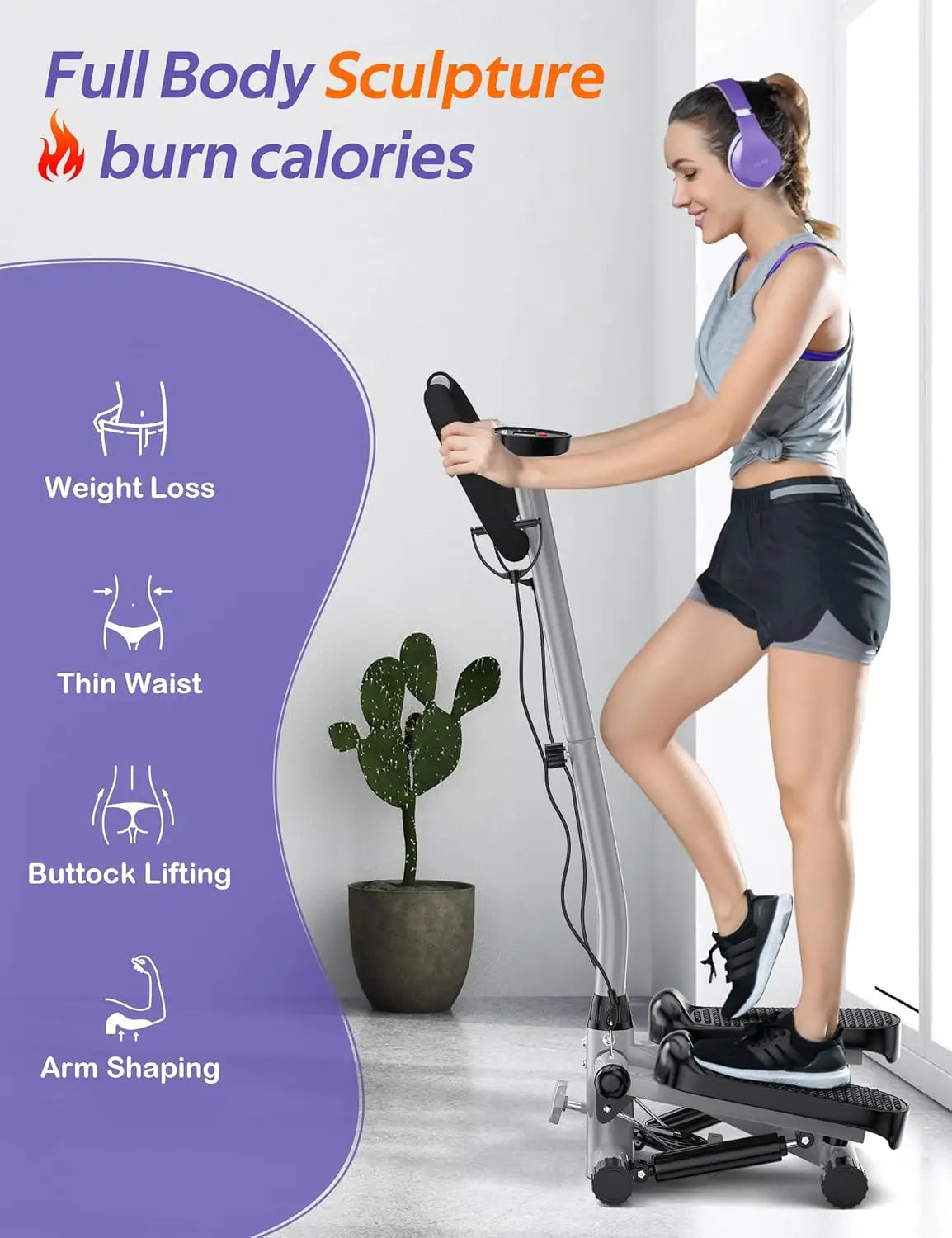 Mini Stepper with Handlebar and Resistance Band