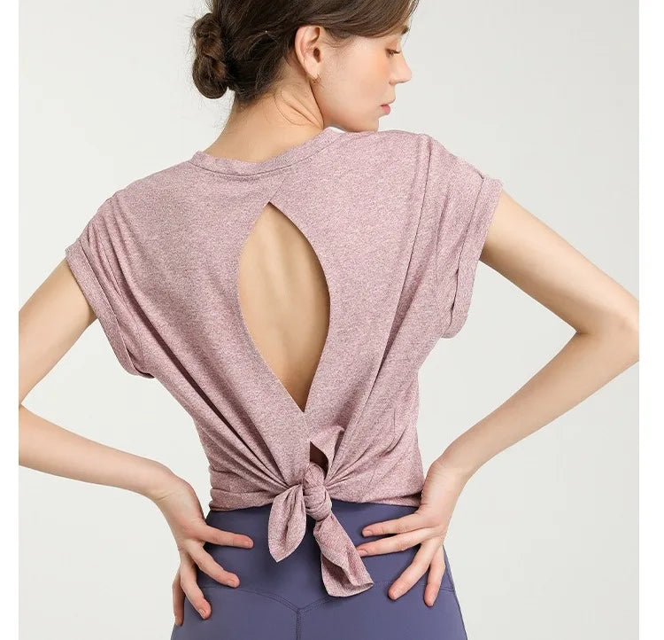Sport T-shirt Fashion Yoga Keyhole Back
