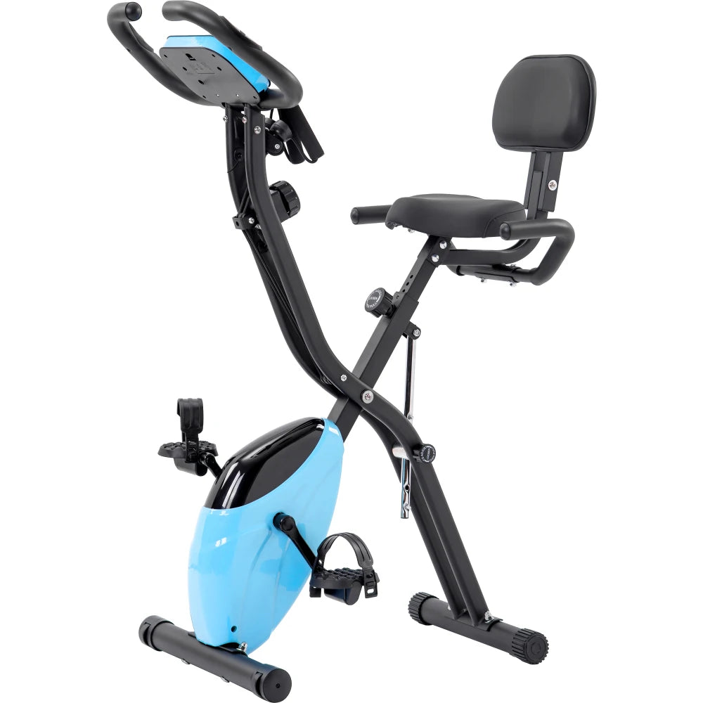 Folding Exercise Bike - Upright and Recumbent X-Bike with 16-Level Adjustable Resistance
