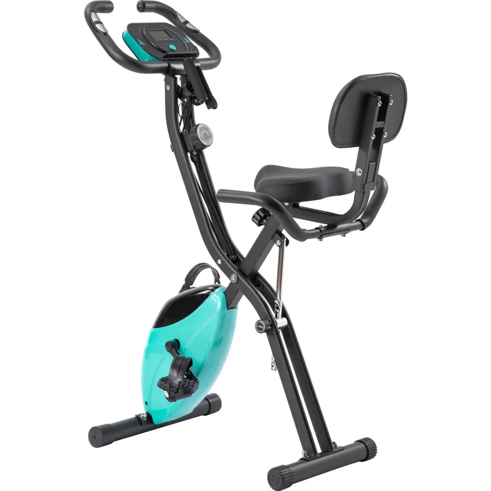 Folding Exercise Bike - Upright and Recumbent X-Bike with 16-Level Adjustable Resistance