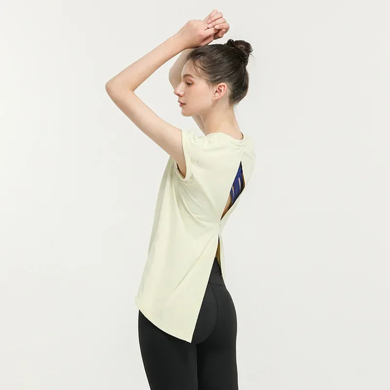 Sport T-shirt Fashion Yoga Keyhole Back