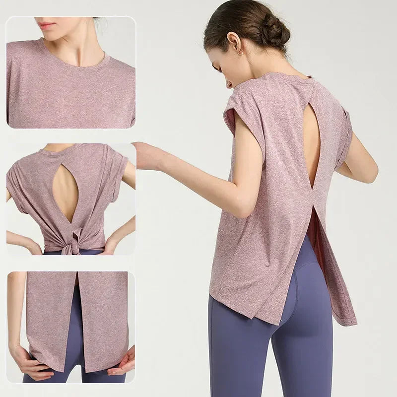 Sport T-shirt Fashion Yoga Keyhole Back
