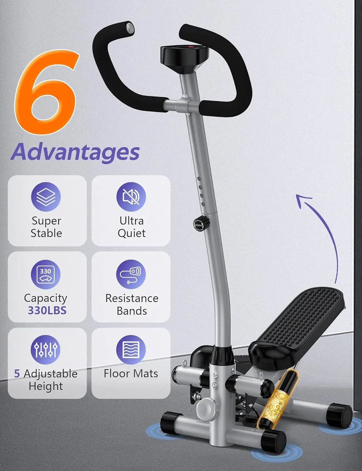 Mini Stepper with Handlebar and Resistance Band
