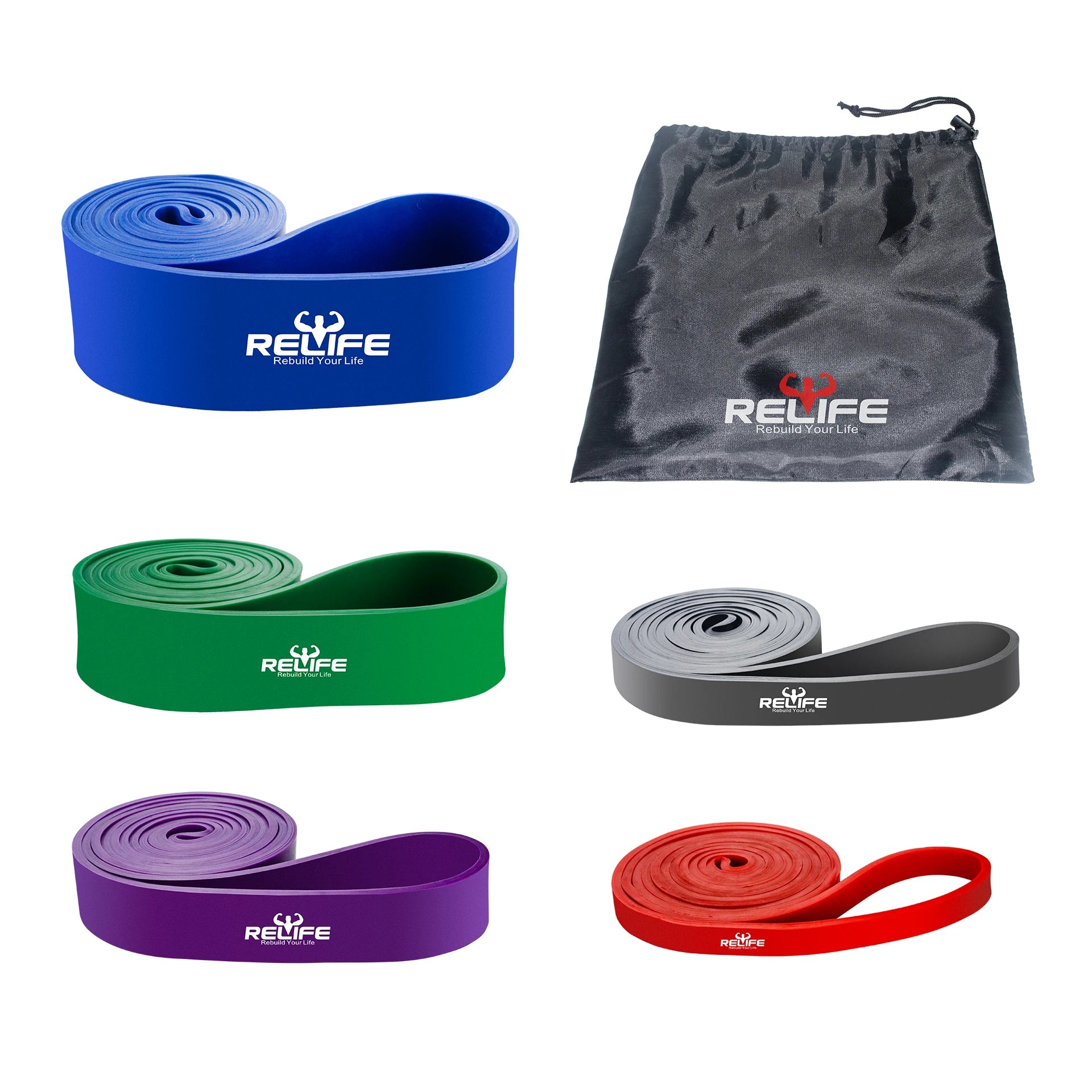 Resistance Bands Set of 5 Pull Up Assist Bands for Full Body Workout Strength Training Stretching Powerlifting