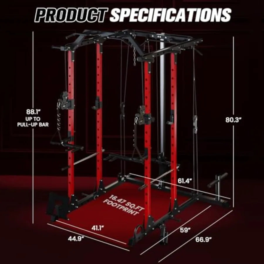 MultiFunction 1500LBS Cable Pulley System Home Gym Strength Training Machine