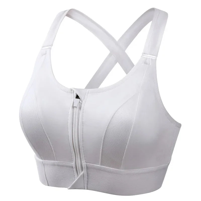 Front Zipper Adjustable Strap High-Impact Sports Bras For Women