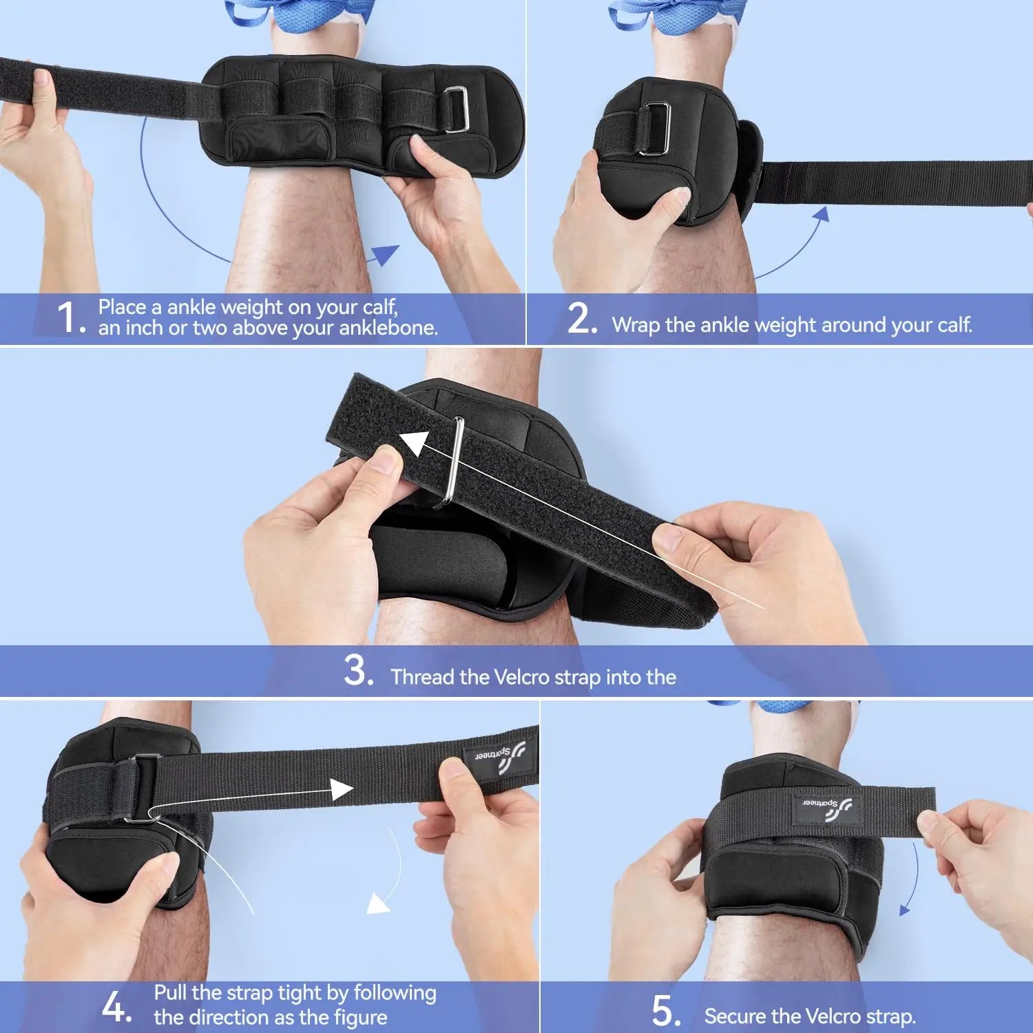 Sportneer Adjustable Wrist and Ankle Weights for Women and Men 1 Pair
