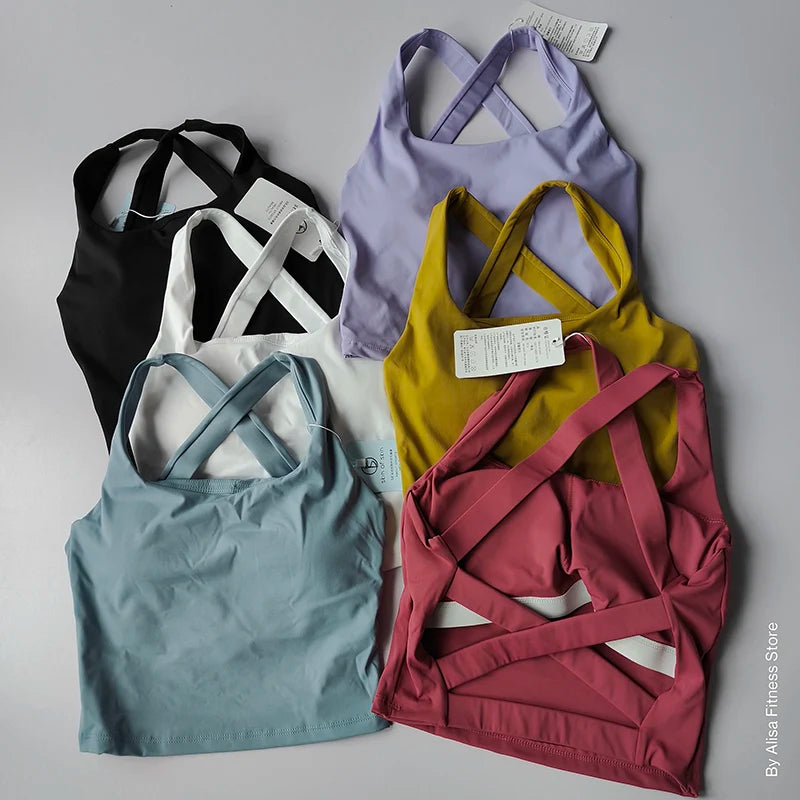 Workout Sports Bra Set Crop Top and High Waist Shorts