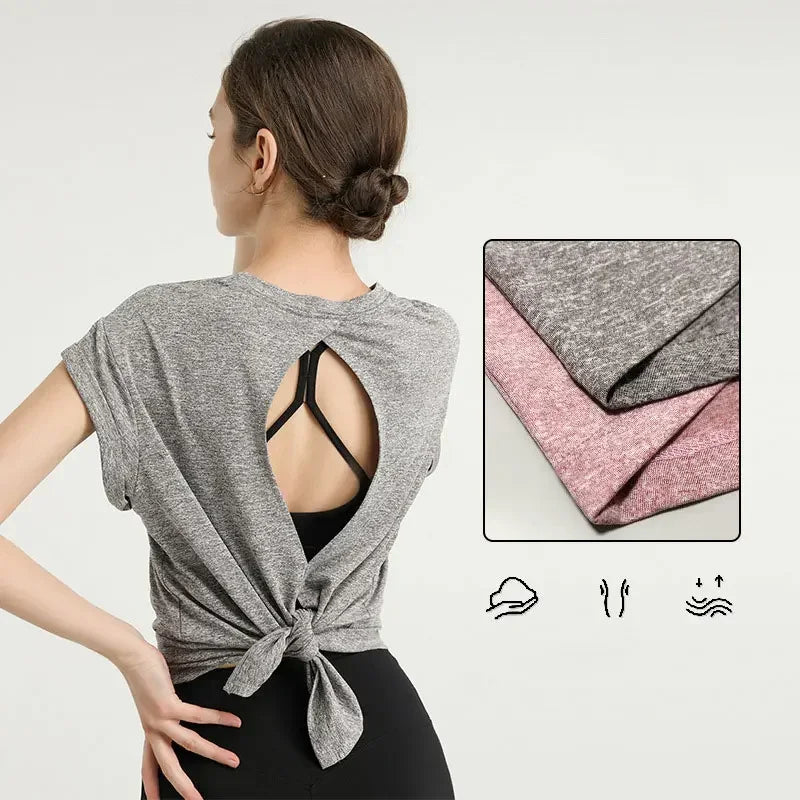 Sport T-shirt Fashion Yoga Keyhole Back