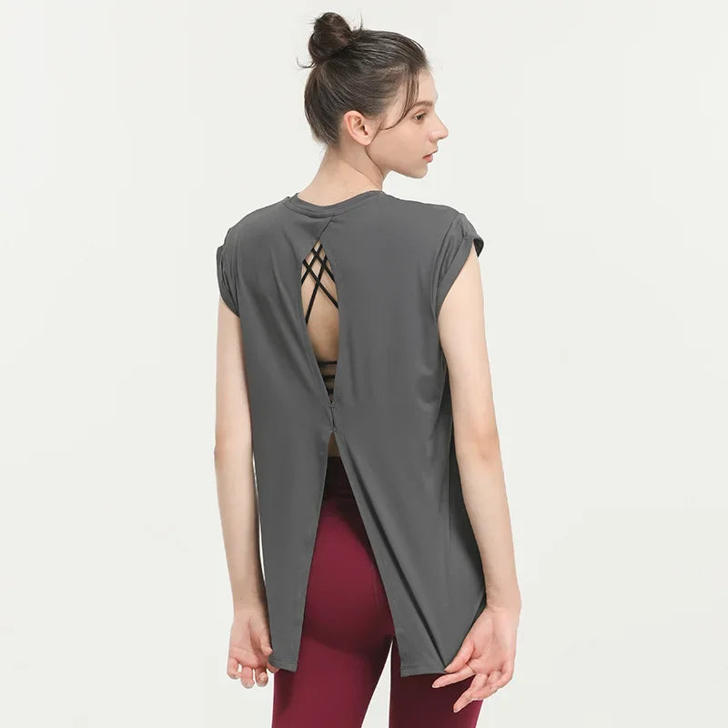 Sport T-shirt Fashion Yoga Keyhole Back