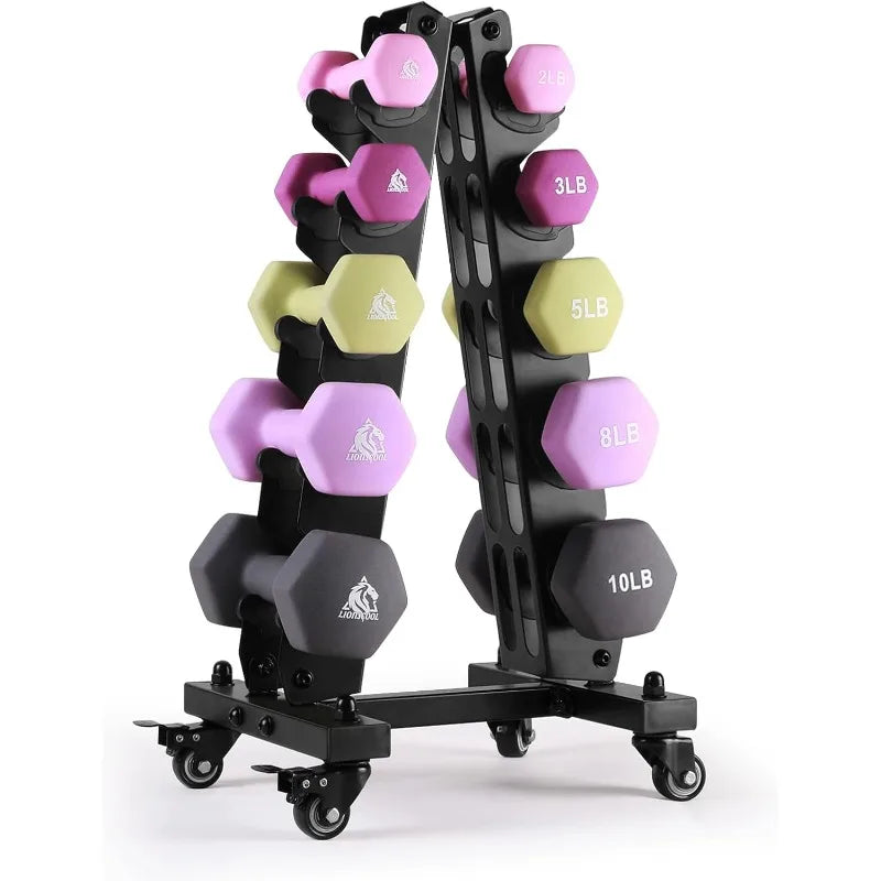 LIONSCOOL Set of 2 Neoprene Coated Dumbbell Hand Weights, Anti-Slip and Anti-Roll Hex Dumbbells in Pair for Strength Training