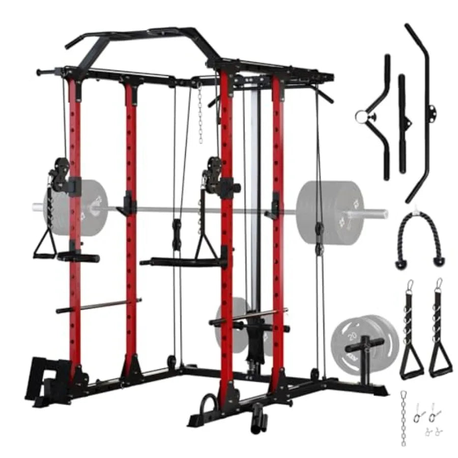 MultiFunction 1500LBS Cable Pulley System Home Gym Strength Training Machine