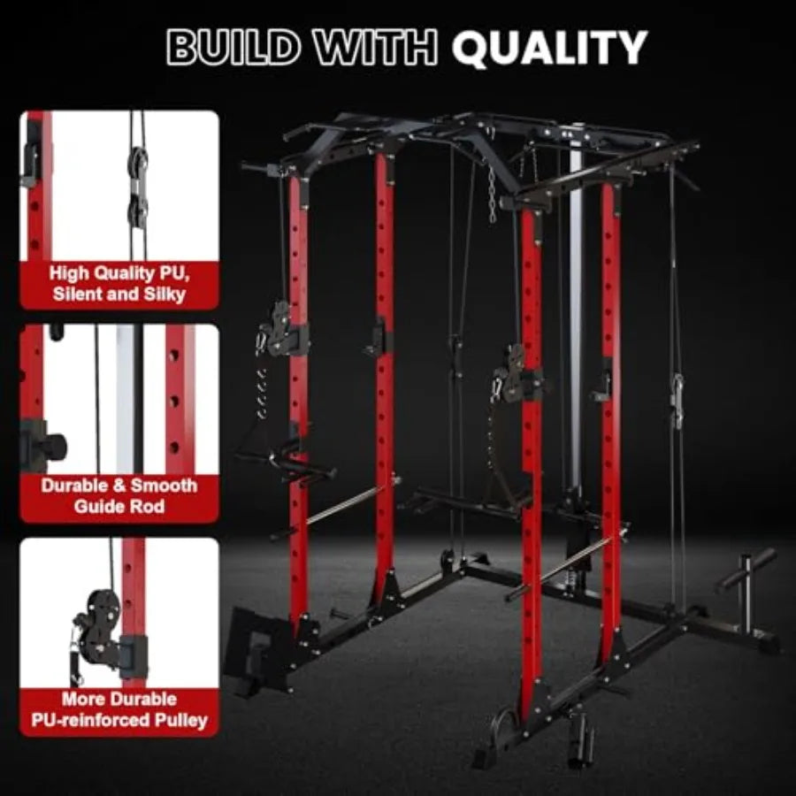 MultiFunction 1500LBS Cable Pulley System Home Gym Strength Training Machine