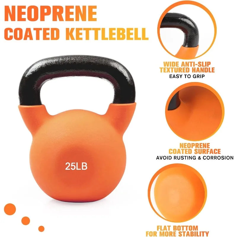 RitFit Neoprene Coated Solid Cast Iron Kettlebell 5 10 15 20 25 30 35 40 45 50 LB