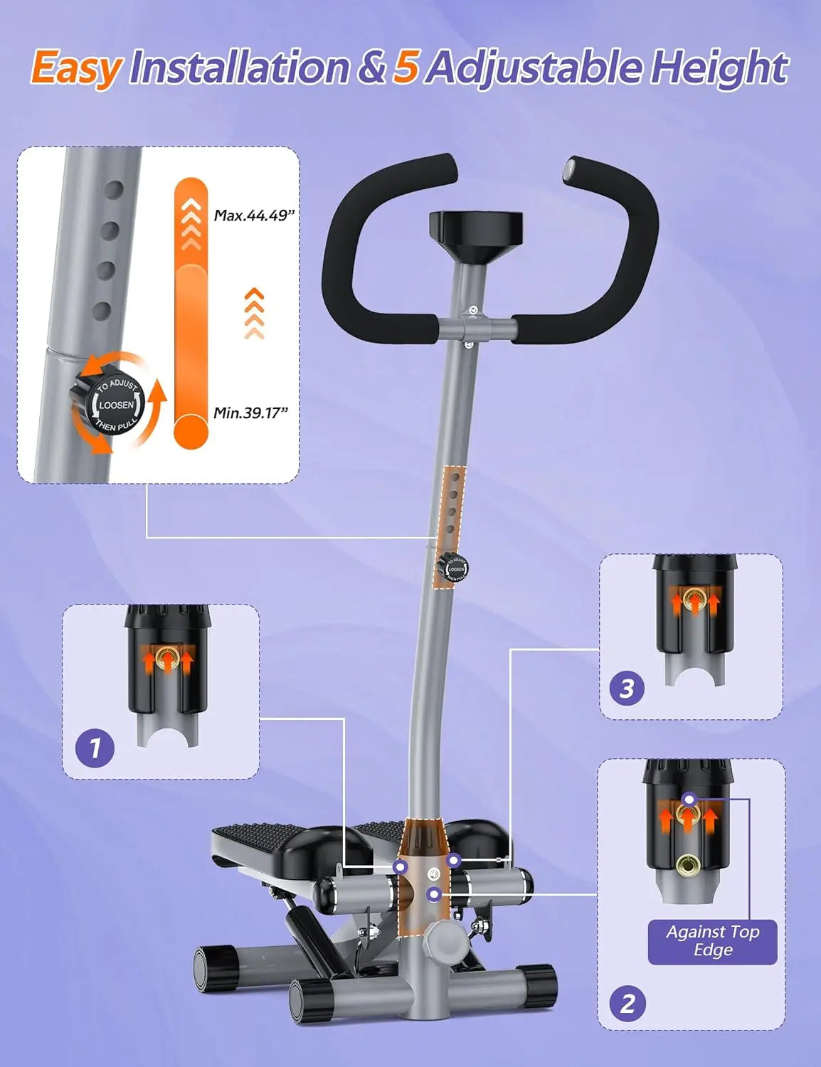 Mini Stepper with Handlebar and Resistance Band